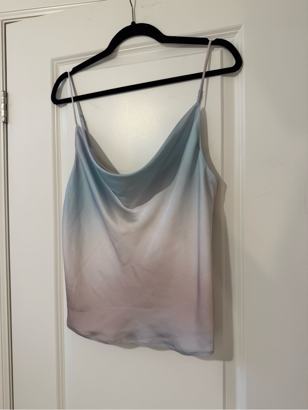 Babaton Ombre Cowl Neck Satin Camisole - Light Blue/Pale Pink